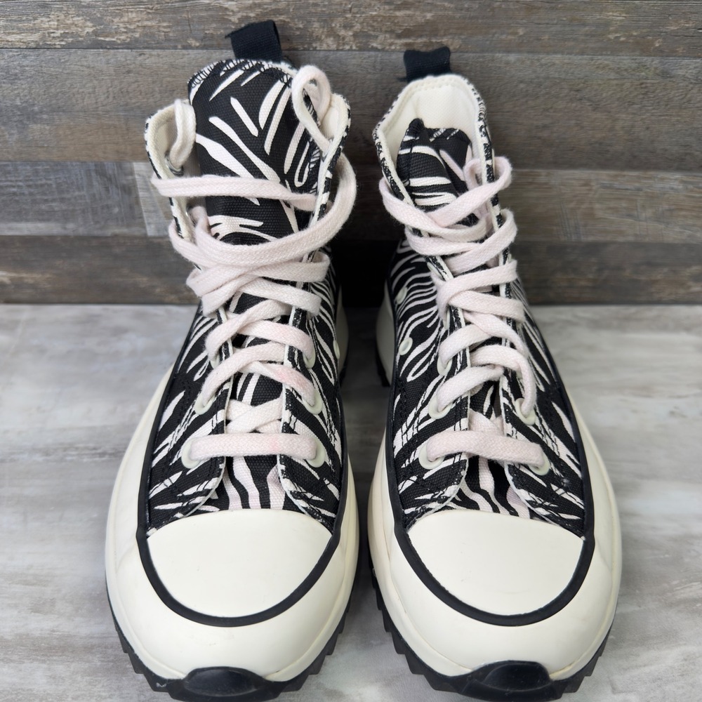 Converse Run Star Hike Women Size 5.5 Sneakers Zebra Print Platform Black White - Picture 6 of 12